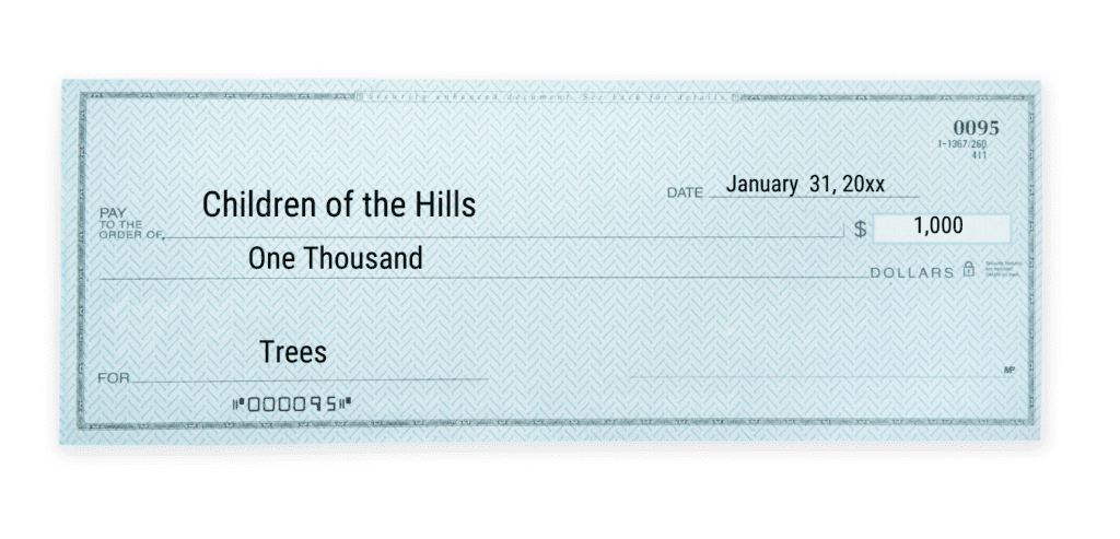give to the trees donation check